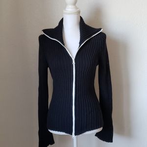 Banana Republic Ribbed Knit Cardigan, Navy w White